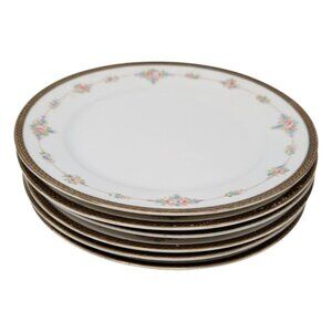 Antique Noritake M Small Plate LOT OF 6 Roses Gold Encrusted 7.5" JAPAN